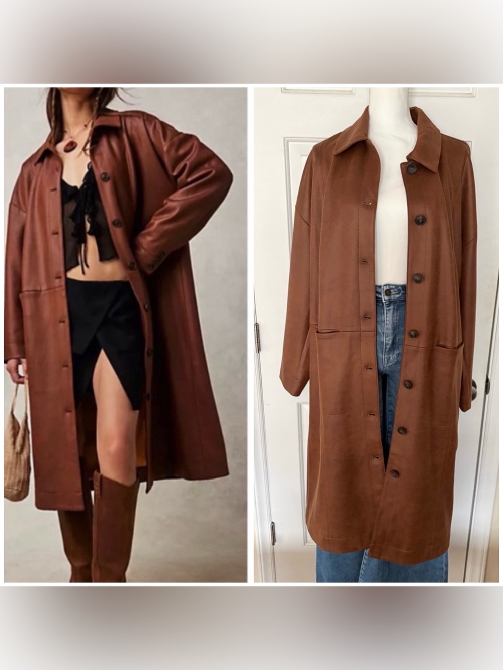 Free People New Carmen vegan  brown duster trench coat
